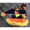 halloween baby candy corn romper tutu romper dress with matching necklace and hair bow set